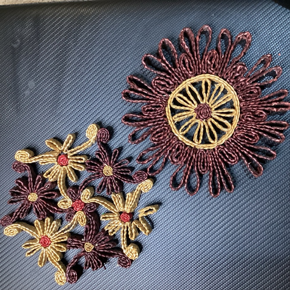 Vintage Gold and Brown Floral Trivet Set
